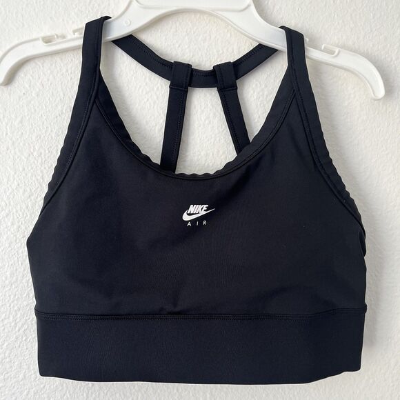 Nike Air Sports Bra Women’s Size S/M Black Strappy Back Workout Training - Picture 1 of 5